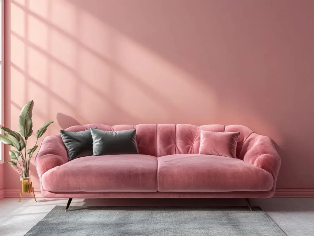 Blush Pink Walls with Charcoal Grey Accents: