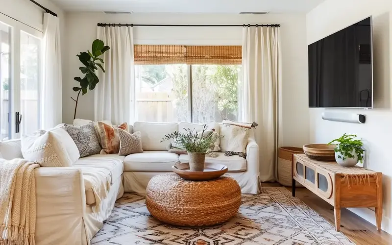 Curtains & Rugs: