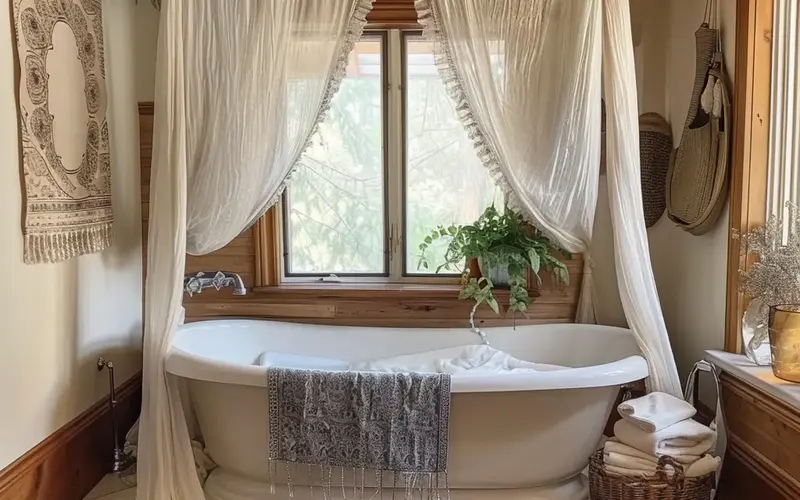Dreamy Canopy Over the Tub: