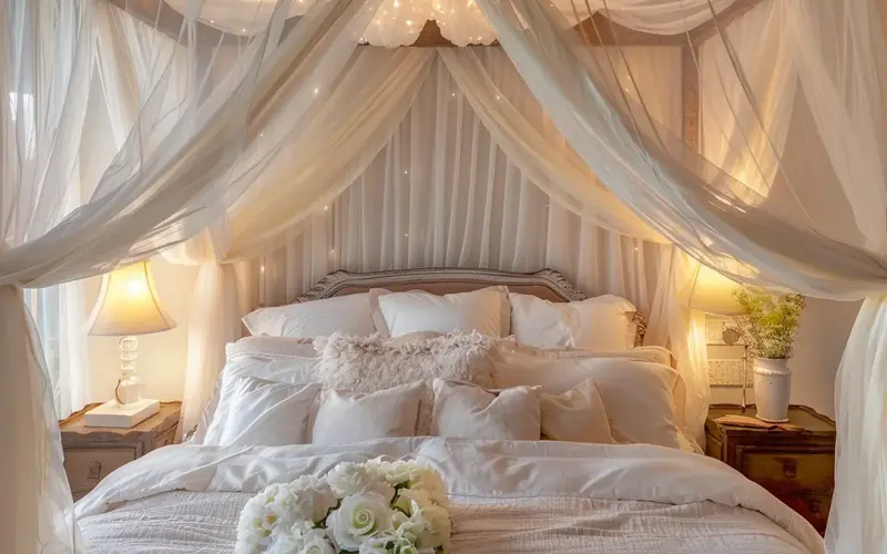Add a Canopy or Drapes Around the Bed: