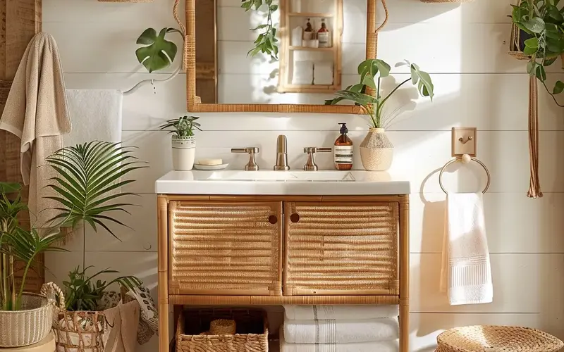 Natural Wood Vanities & Shelving:
