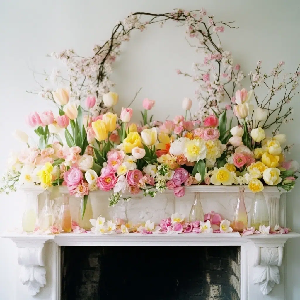 Floral Explosion: Imagine your mantle overflowing with the vibrant hues of spring. We're talking tulips, daffodils, and cherry blossoms bursting from elegant vases, their delicate petals adding a touch of whimsy and freshness. Don't be afraid to mix and match different flower types and colors; the more variety, the better! 