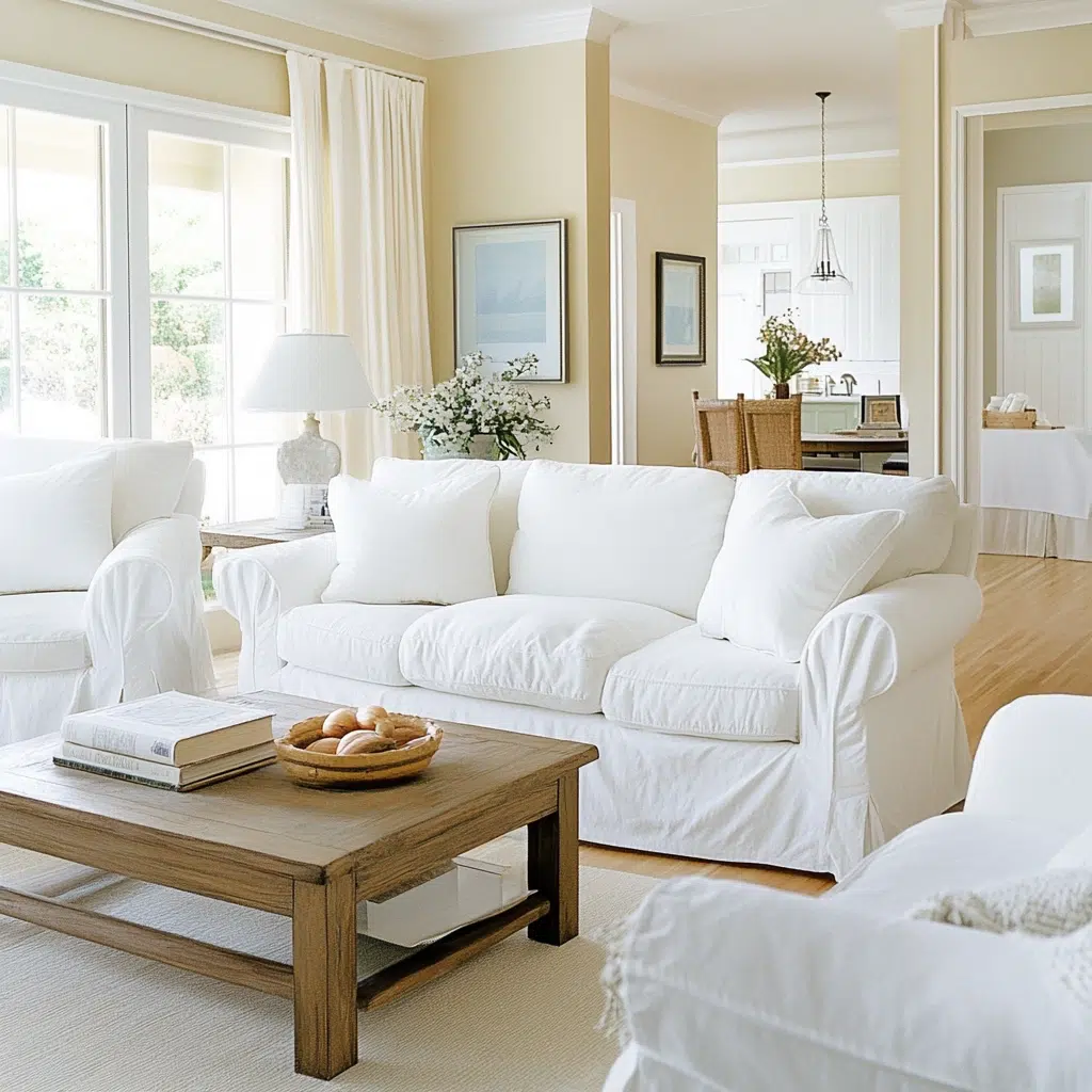 Slipcovers for Furniture: Slipcovers are a quick and easy way to change the look of large furniture pieces. Light-colored slipcovers instantly brighten up your living room and create a fresh, spring-like feel. Plus, they’re easy to remove and wash, making them perfect for families with kids or pets.