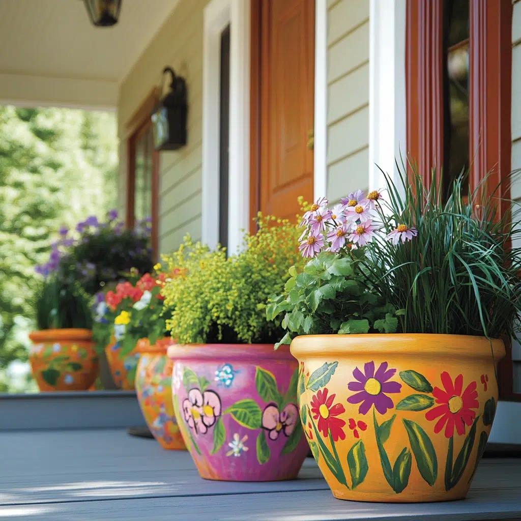 Painted Terra Cotta Pots: It adds a personalized touch to your entrance. It's a great way to express your creativity and style. Plus, it's a fun and easy DIY project!