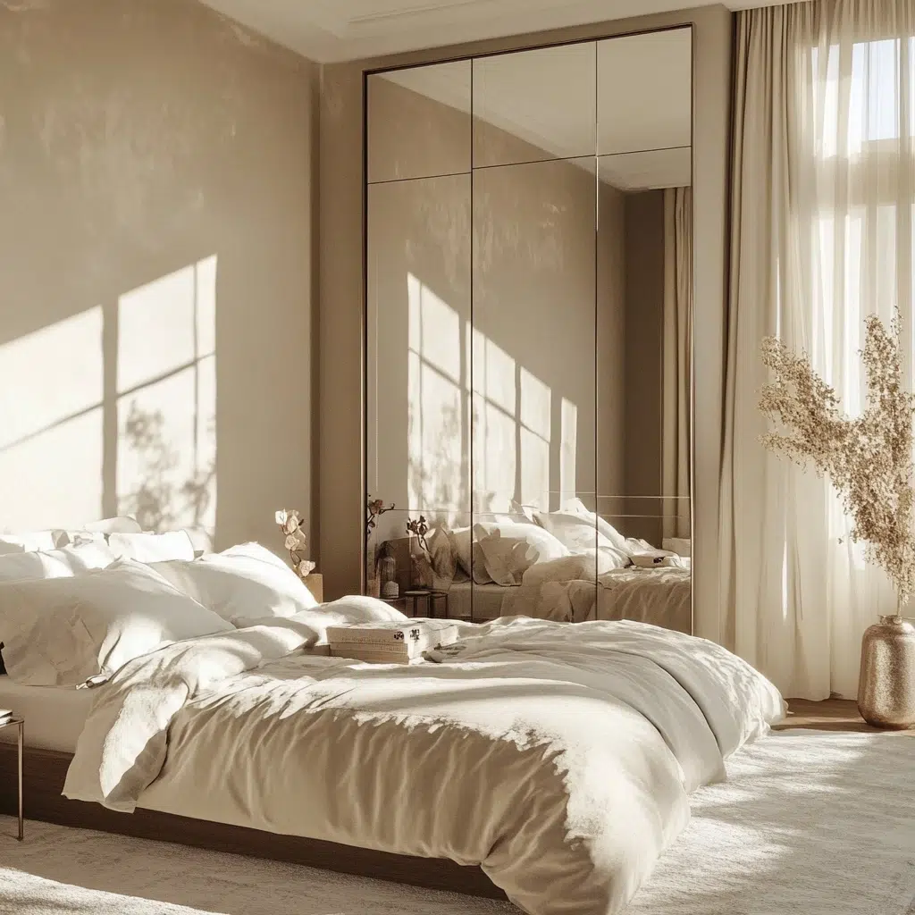 Mirrored Reflections: Mirrors are fantastic for bouncing light around a room, making it feel brighter and more spacious. In spring, when we’re all craving more light, this is especially important. Strategically placing mirrors to reflect windows or light sources can dramatically enhance the feeling of openness in your bedroom. 