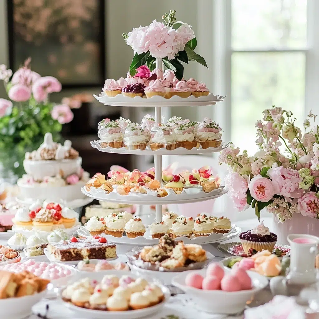 Tiered Spring Dessert Stands: Tiered spring dessert stands create an elegant, organized, and visually enticing presentation. They elevate your desserts or appetizers, making them the star of the show. It’s a great way to display a variety of spring-themed treats, adding a touch of sophistication to your table.