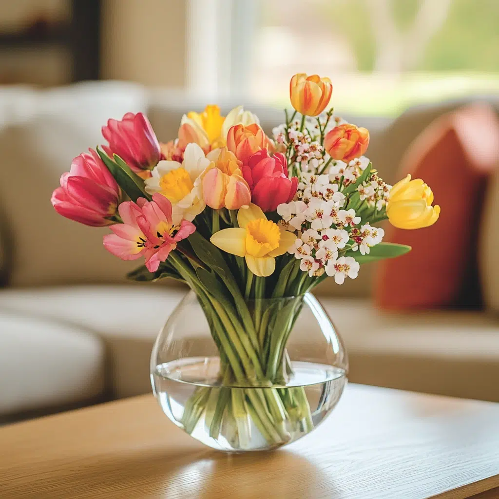 Fresh Flower Arrangements: Fresh flowers are the ultimate symbol of spring. They add color, fragrance, and a touch of nature to your living room. A simple vase of tulips or daffodils can brighten up any space and create a cheerful atmosphere. Plus, the natural scents are incredibly refreshing.