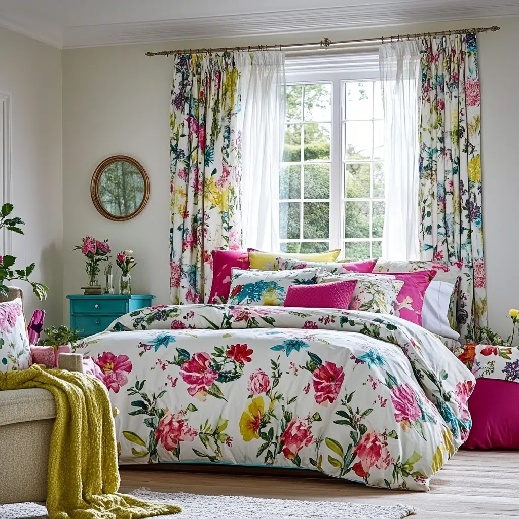 Floral Fabric Flourish: Floral patterns are synonymous with spring. They bring a sense of freshness and life to any room. Whether it's delicate floral prints on your bedding or bold floral curtains, adding these patterns can create a strong spring aesthetic. It's like having a garden in your bedroom!