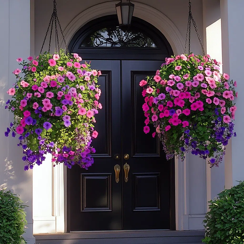 Hanging Flower Baskets: It adds vertical interest and draws the eye up. It's a great way to add a pop of color to a small porch or entryway. Plus, it's a classic look that never goes out of style.