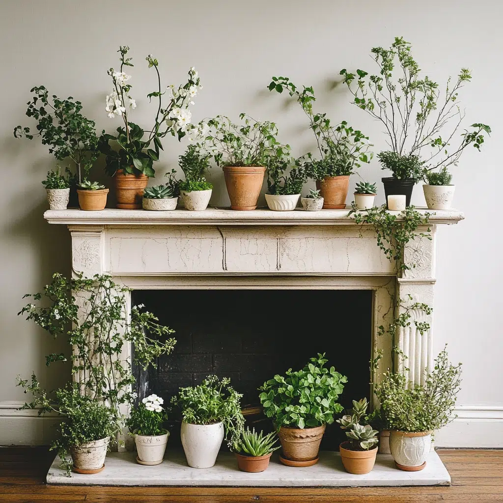 Greenery Galore: Bring life to your mantle by incorporating potted plants, succulents, or trailing vines. These natural elements add a refreshing touch of greenery and create a sense of vitality. Choose plants that thrive indoors and require minimal maintenance. 