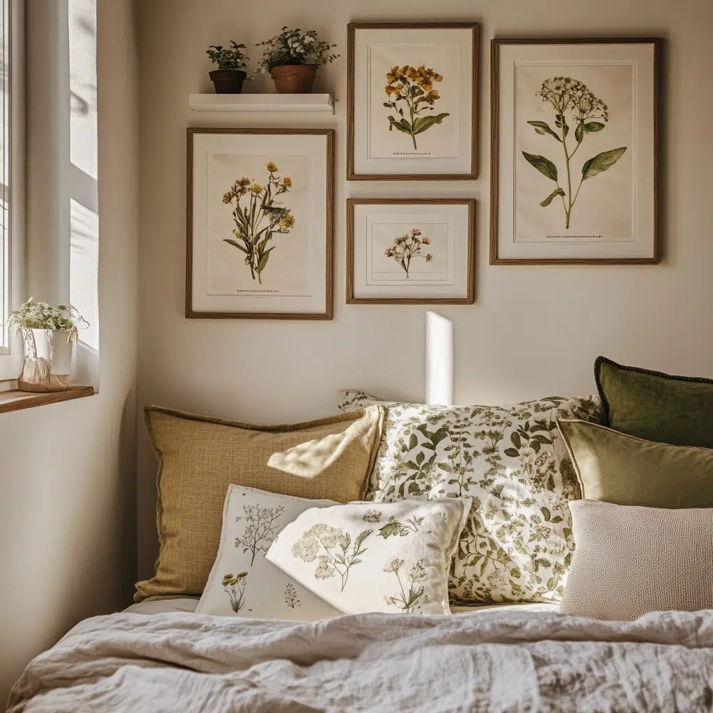 Botanical Wall Art: Botanical prints or pressed flowers are a great way to bring nature indoors. They add a touch of elegance and freshness to your walls. Creating a gallery wall with different botanical prints or using a large framed piece can make a big impact. It’s like having a little indoor garden on your wall.