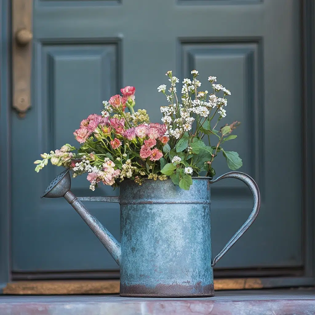 Decorative Watering Can: It adds a touch of garden-inspired charm. It's a simple way to add a bit of personality and style to your entrance. Plus, it's a practical way to keep your plants watered!