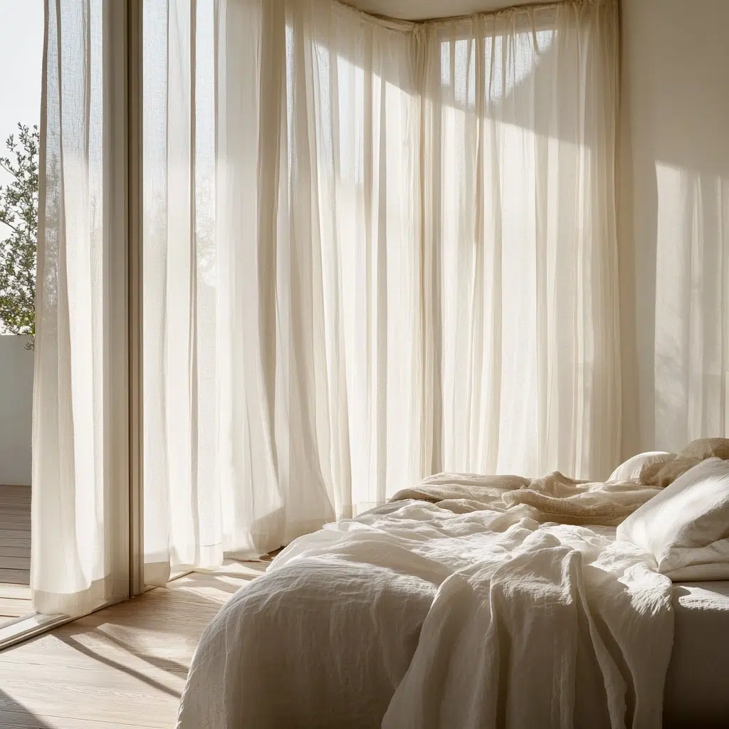 Light and Airy Curtains: Sheer or light-colored curtains allow natural light to flood into your bedroom, creating a bright and airy feel. They’re perfect for spring when you want to maximize the amount of sunlight in your space. Materials like voile or light cotton are great options.