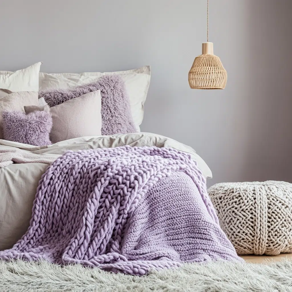 Add a Chunky Knit Lavender Throw