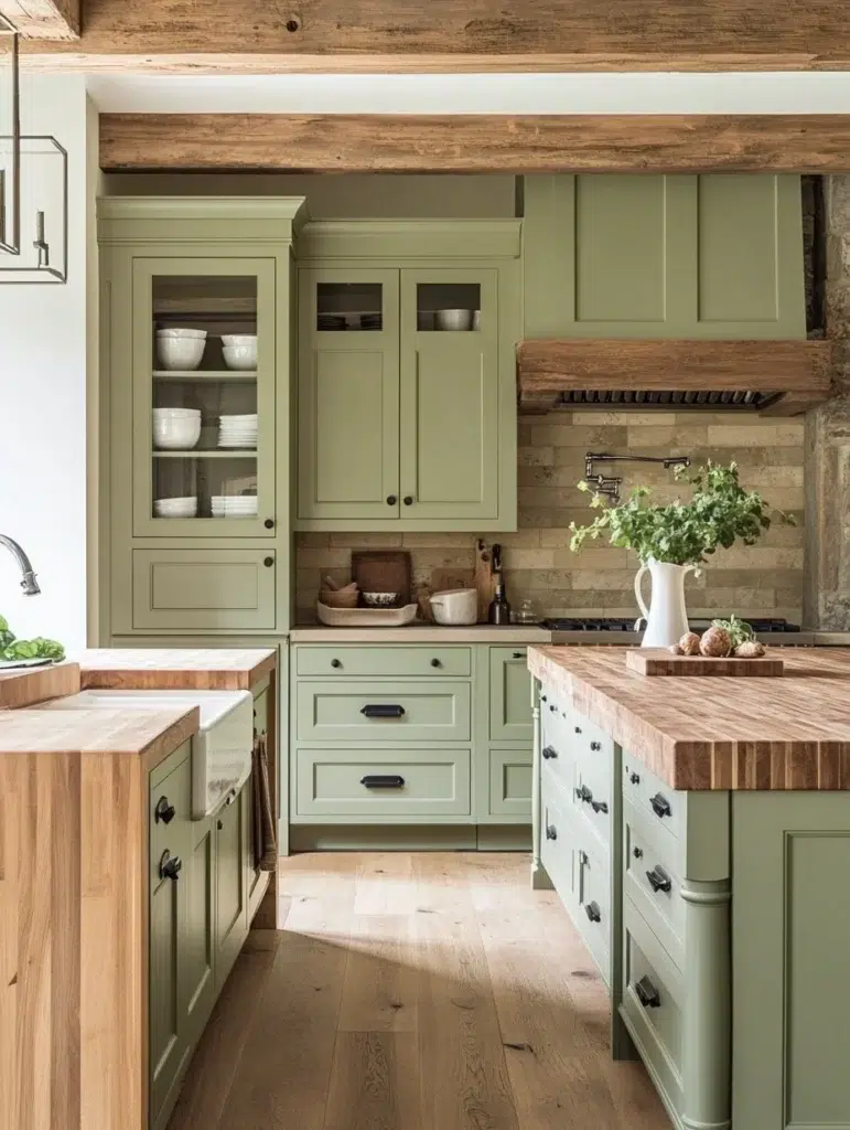 Mixing Sage Green with Natural Wood Tones