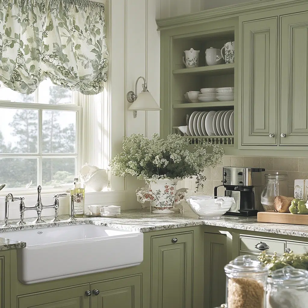 Textile Tranquility: Choosing Fabrics that Enhance a Sage Green Kitchen's Calm