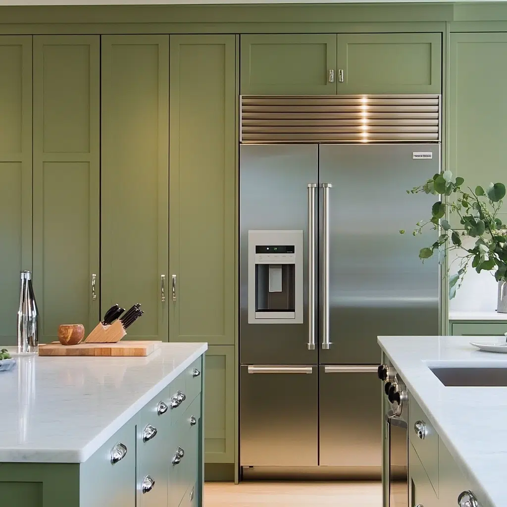 Appliance Harmony: Integrating Modern Elements into a Serene Sage Green Kitchen