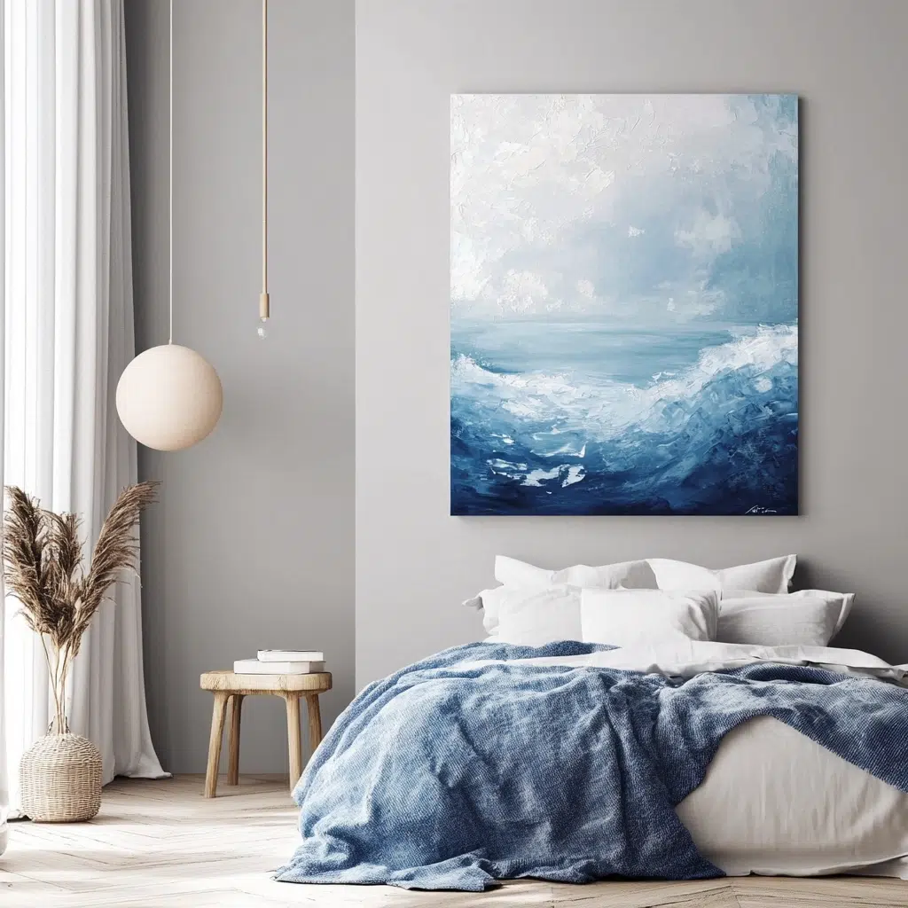 Artwork Featuring Blue and Cream Tones
