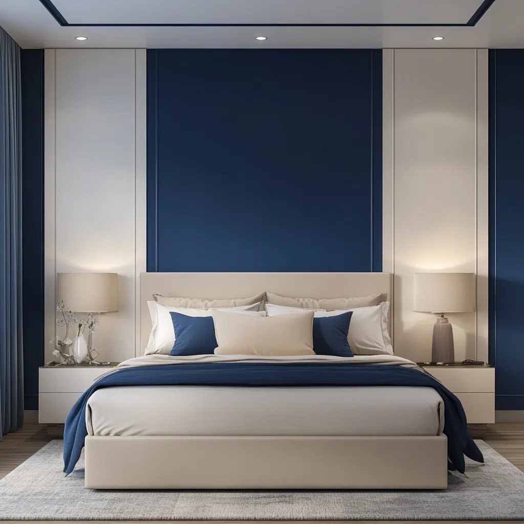 Creating Your Blue and Cream Bedroom Oasis: Cream Walls with a Blue Accent Wall