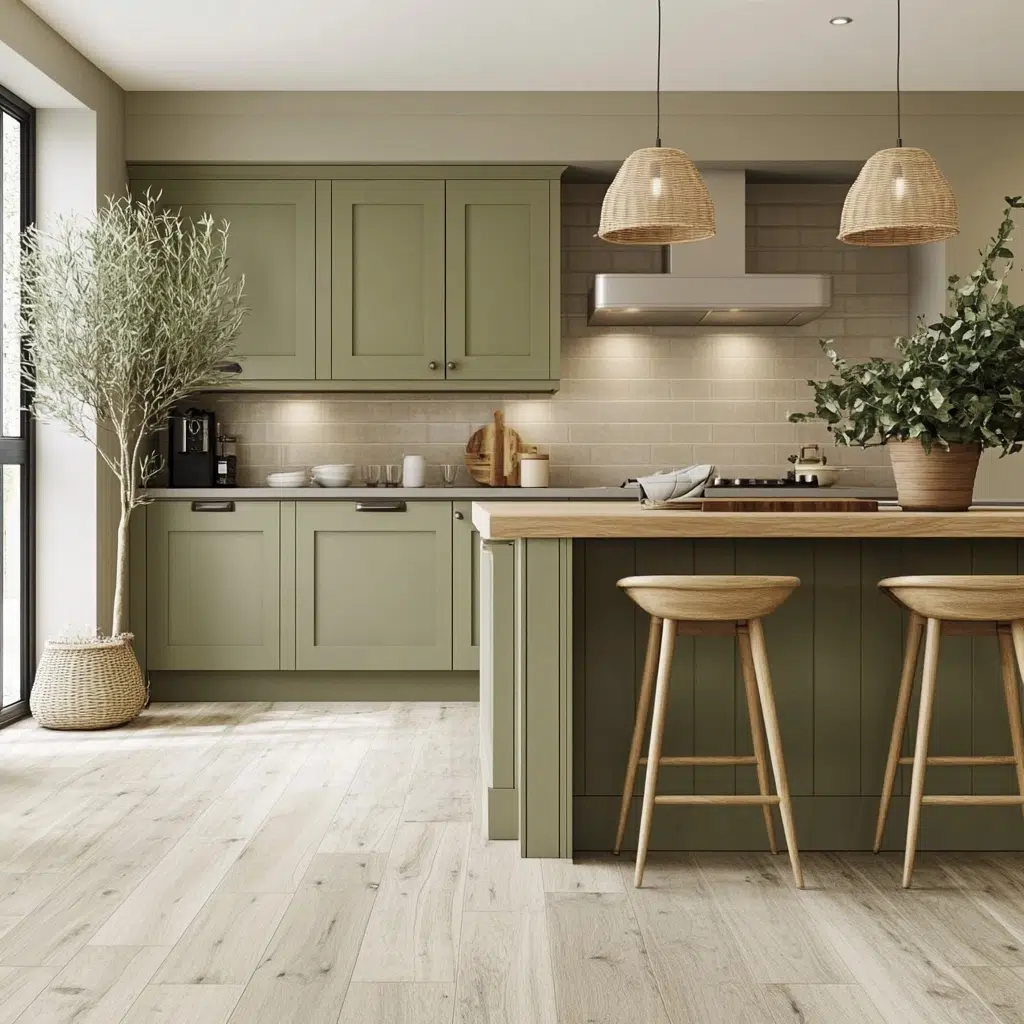 Flooring Serenity: Grounding Your Sage Green Kitchen in Calm