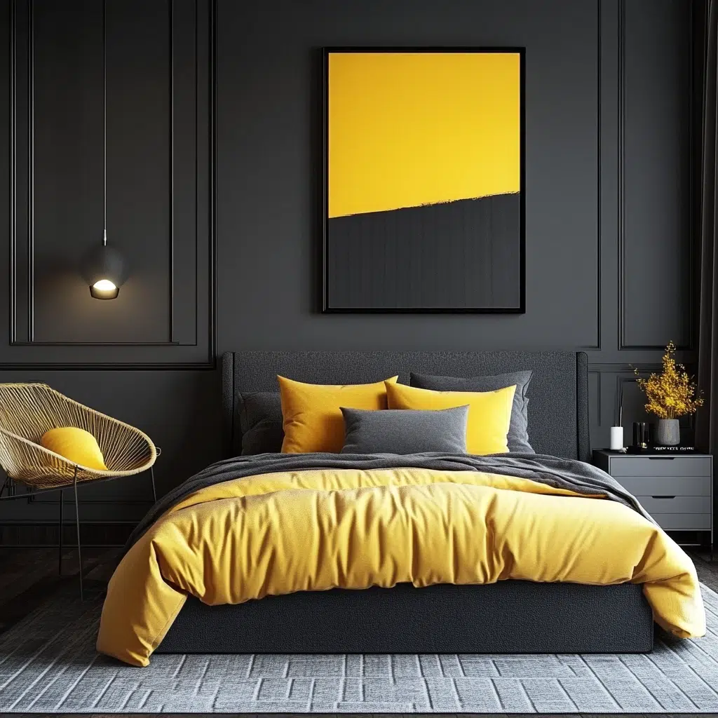 Charcoal Gray & Mustard Yellow