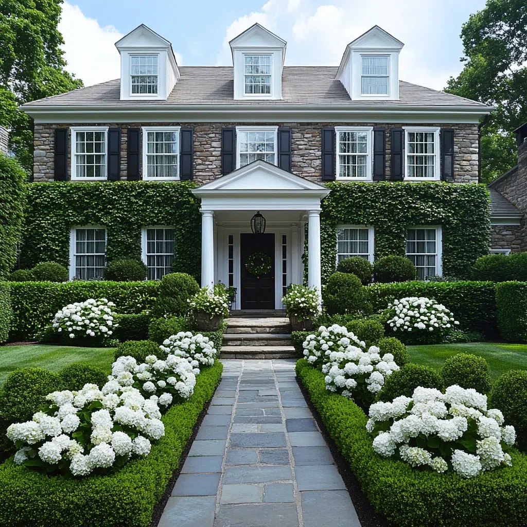 Flower Bed Ideas for the Front of the House: Symmetrical Serenity