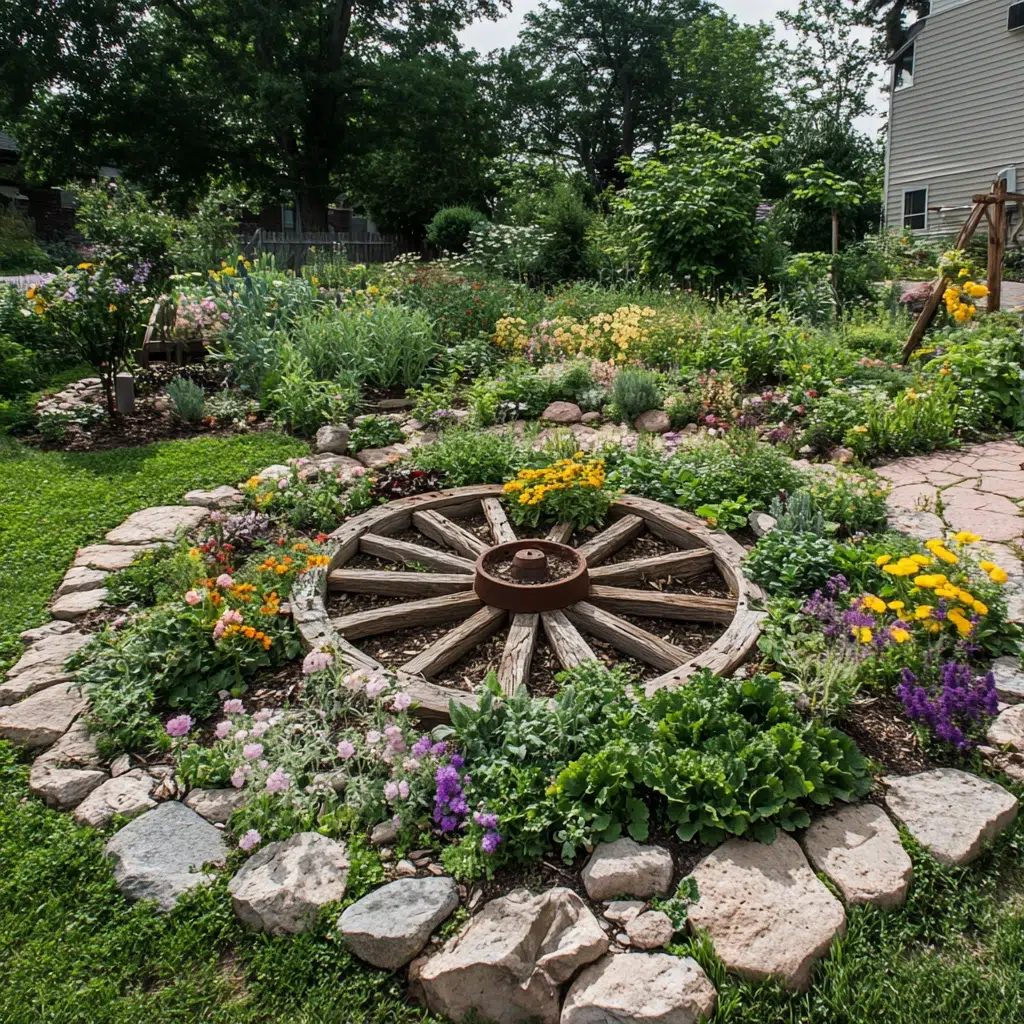 Herb Garden Ideas for Your Outdoor Oasis: Wagon Wheel Herb Garden: Circular Design