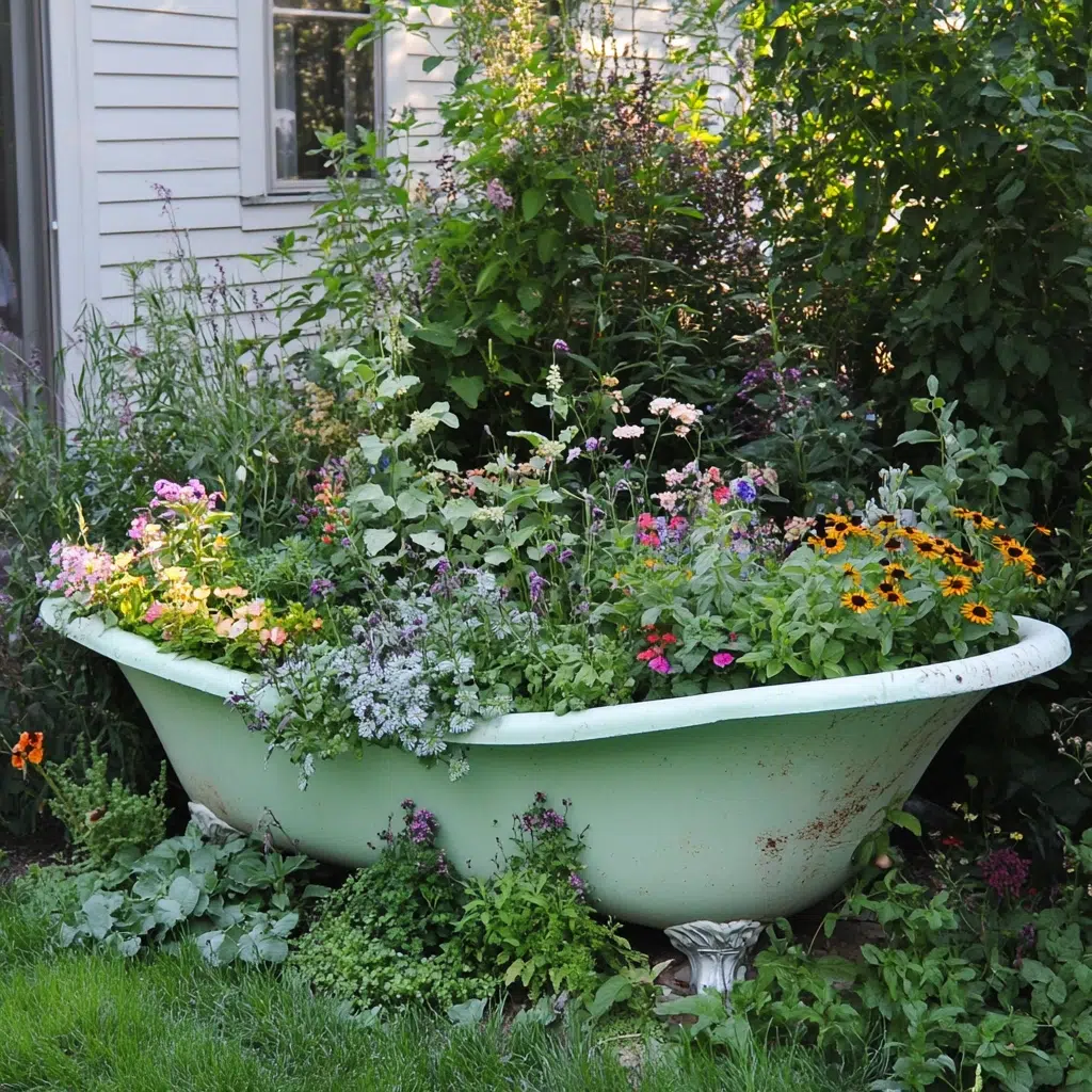 Herb Garden Ideas for Your Outdoor Oasis: Old Bathtub Planter: Quirky and Spacious