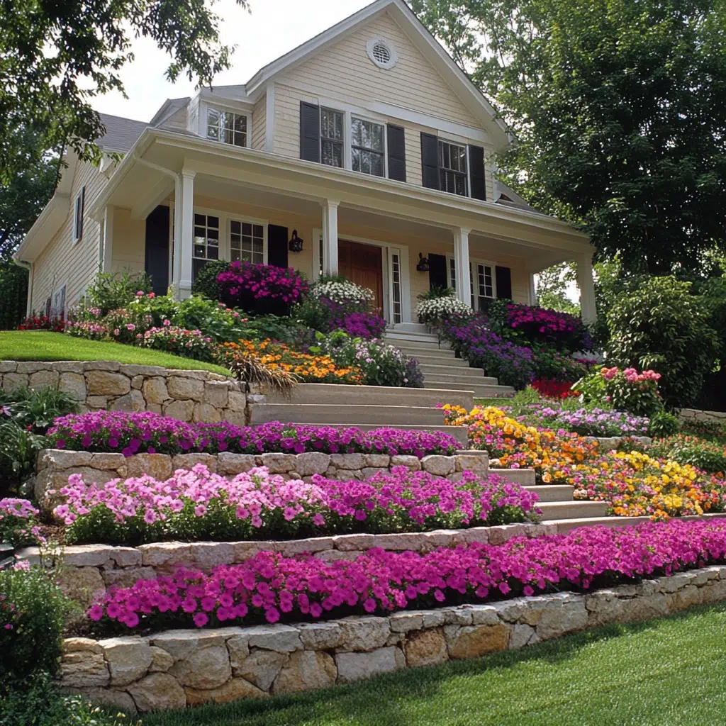 Flower Bed Ideas for the Front of the House: Tiered Terraces