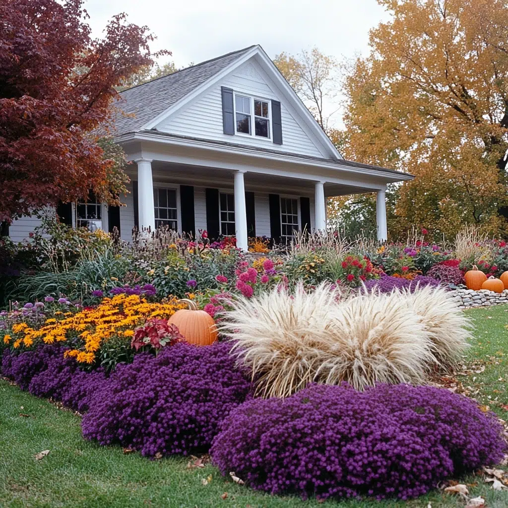 Flower Bed Ideas for the Front of the House: Autumn Allure