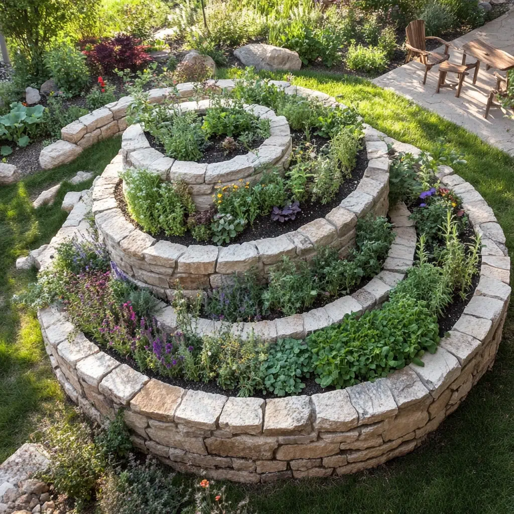 Herb Garden Ideas for Your Outdoor Oasis: The Spiral Herb Garden: A Functional Feature