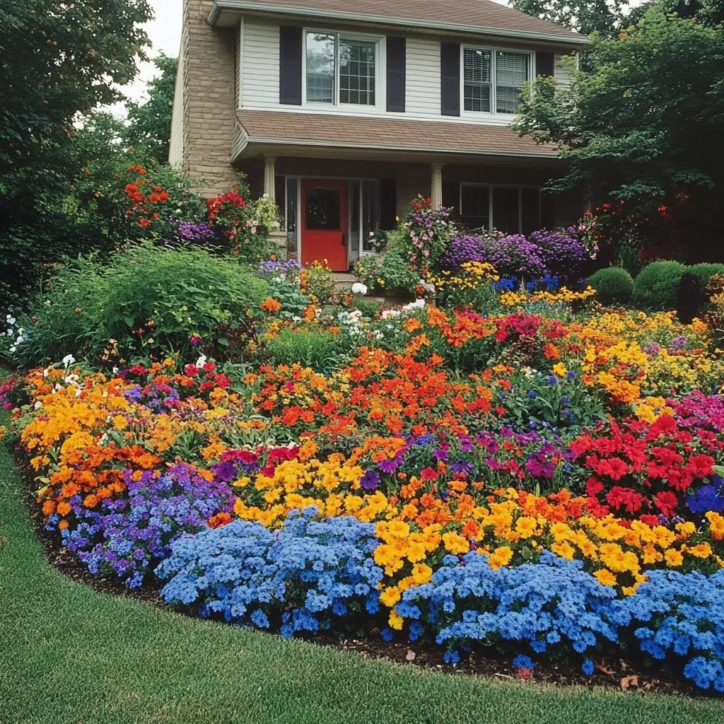 Flower Bed Ideas for the Front of the House: Rainbow Riot