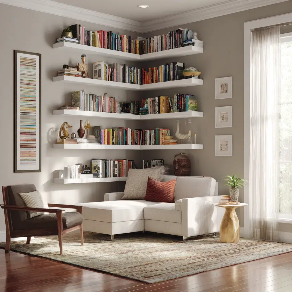 Creative Corner Bookshelf Ideas: Floating Corner Shelves