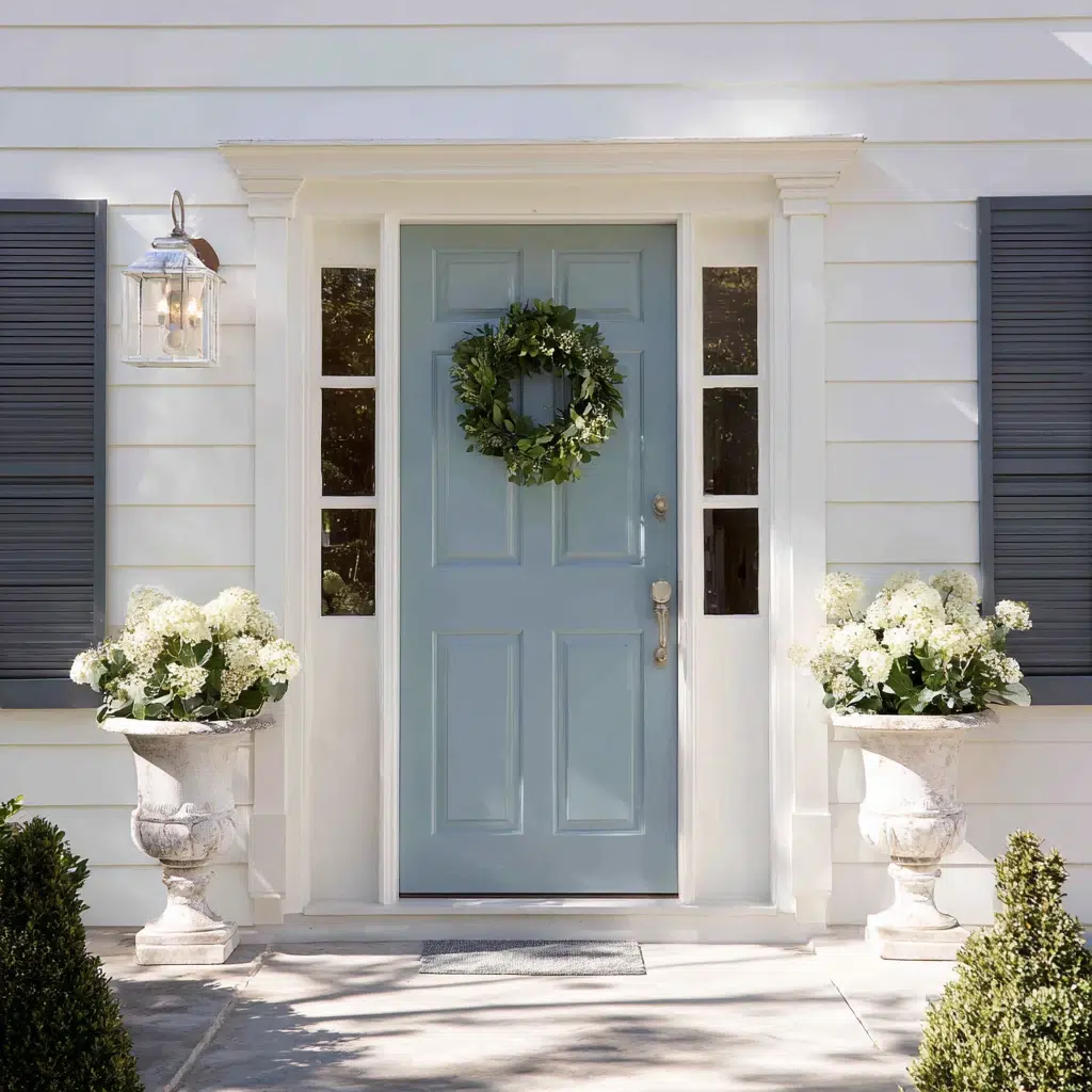 Inspiring Front Door Color Ideas: Dusty Blue: The Serene Sophisticate