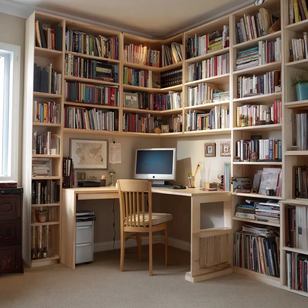 Creative Corner Bookshelf Ideas: Corner Bookshelf with Desk Integration