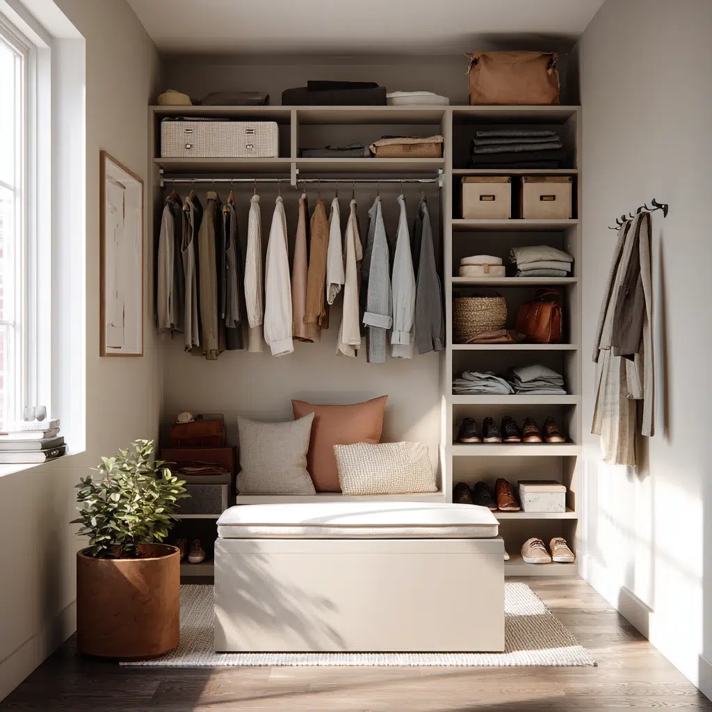 Creative Closet Ideas for Small Spaces: Multi-Functional Furniture: A Bench with Storage