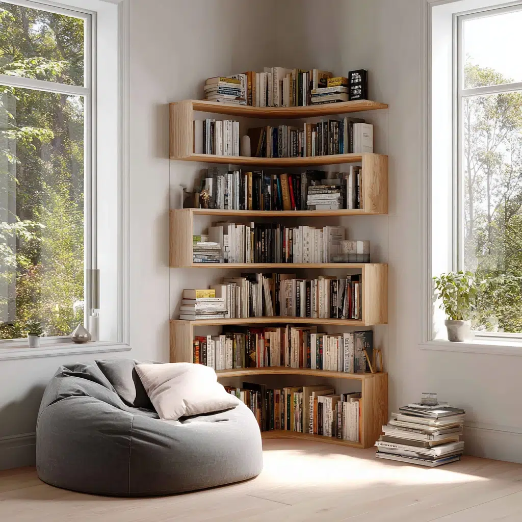 Creative Corner Bookshelf Ideas: Revolving Corner Bookshelf