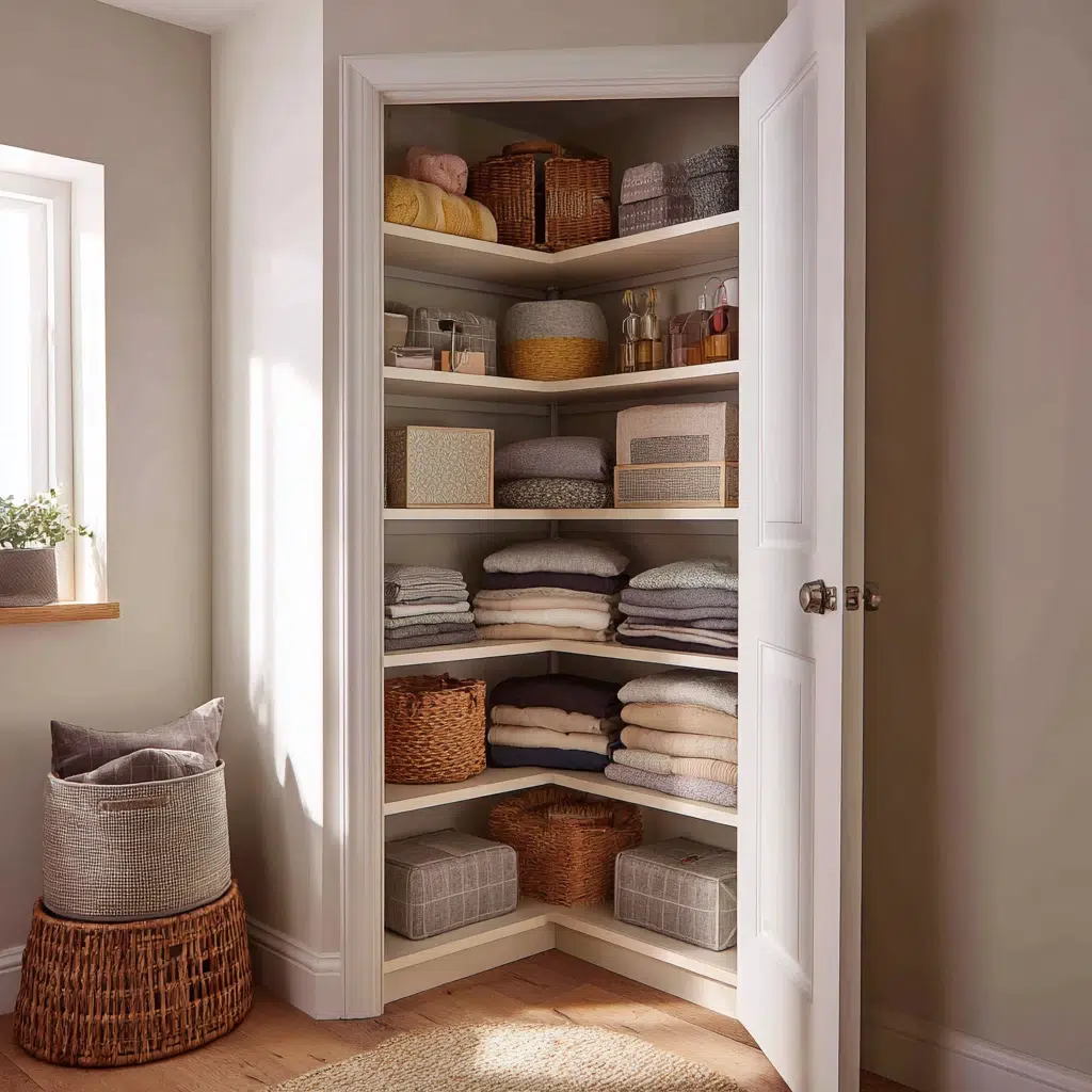 Creative Closet Ideas for Small Spaces: Corner Shelving Units: Utilizing Awkward Spaces