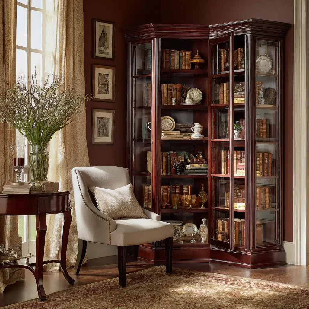 Creative Corner Bookshelf Ideas: Corner Display Cabinet
