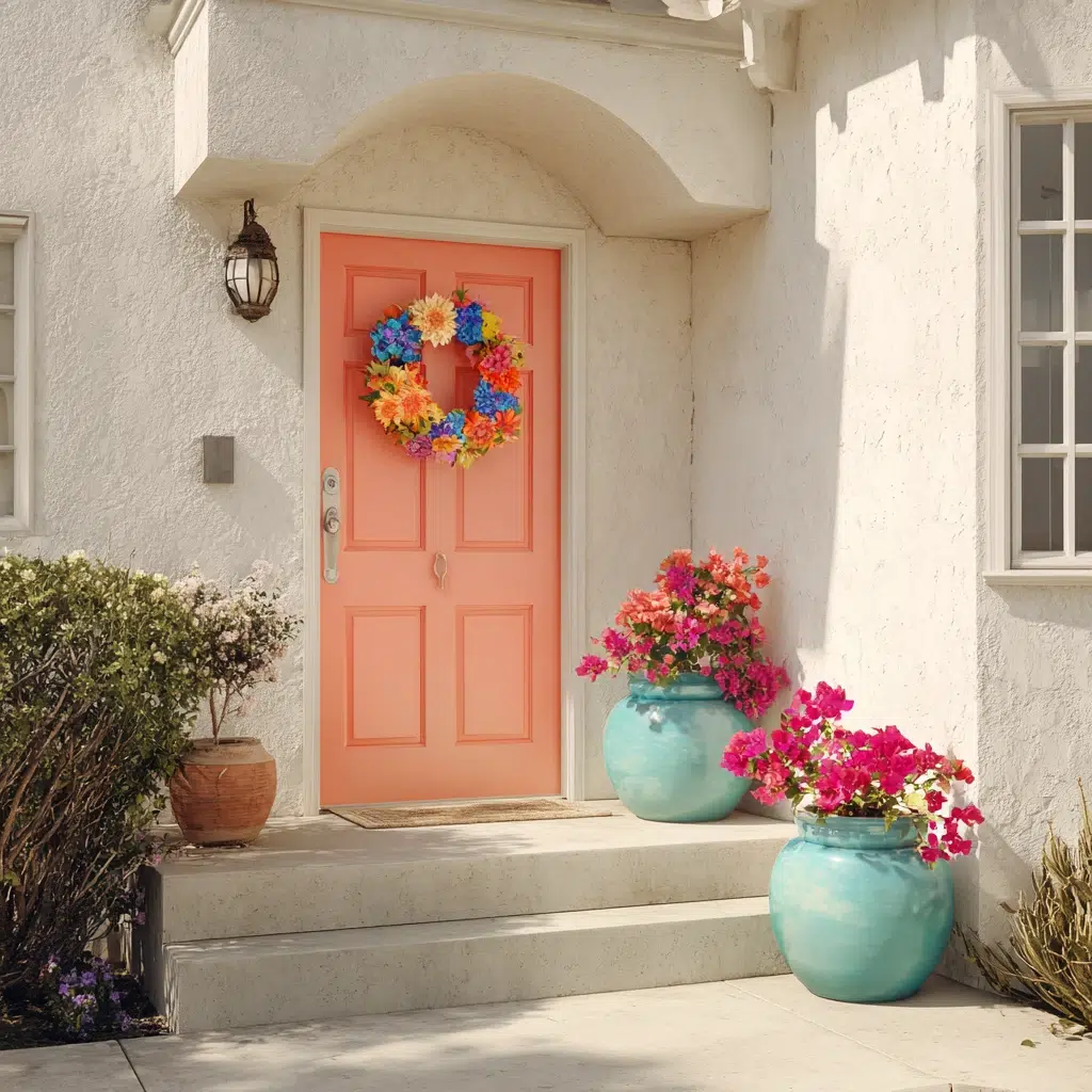 Inspiring Front Door Color Ideas: Warm Coral: The Playful Pop