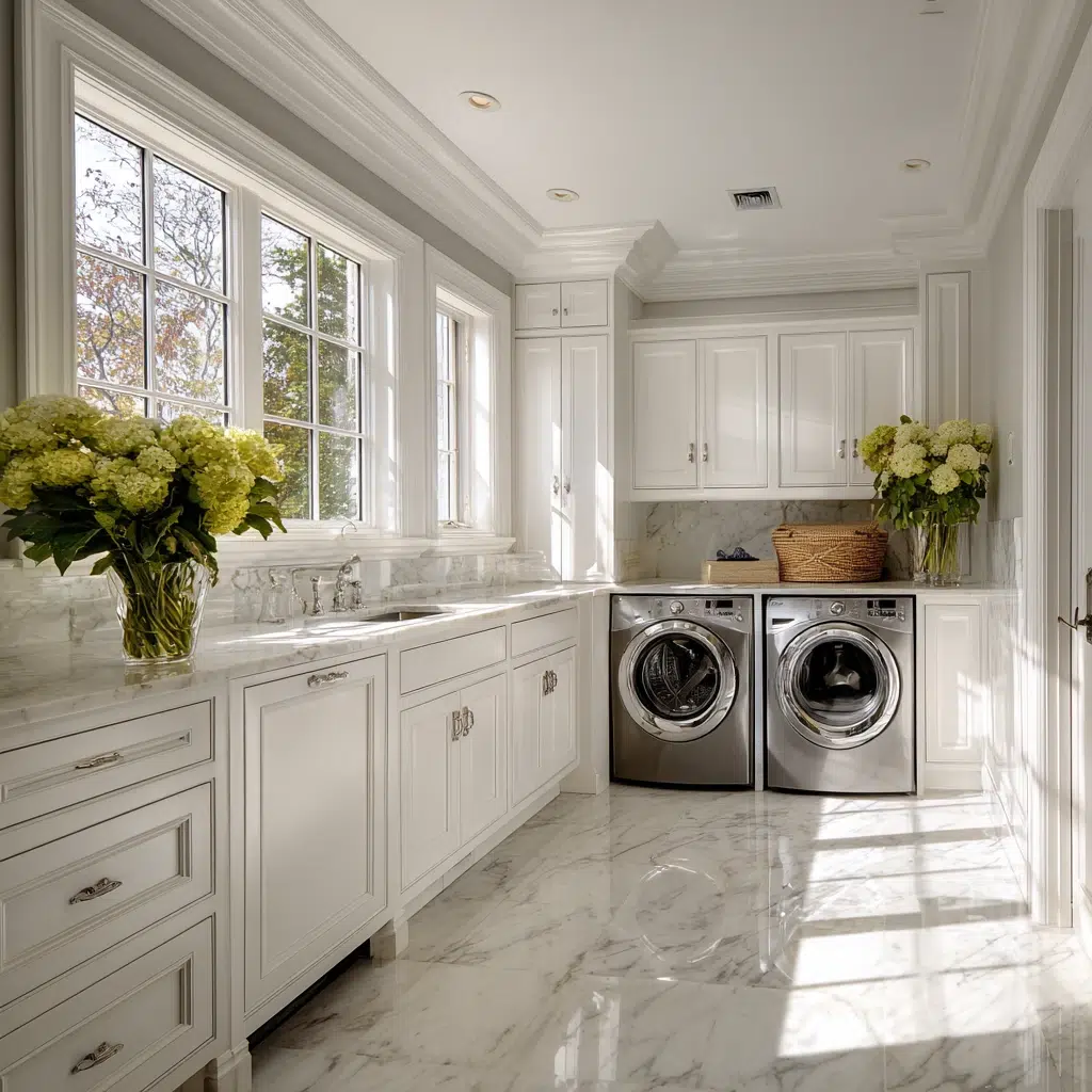 Stunning Italian Laundry Room Ideas: Embrace Classic Marble Countertops