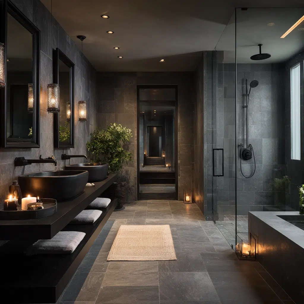 Amazing Walk-in Shower Ideas: Dark and Moody Vibes