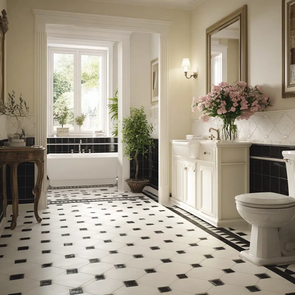 Black and White Bathroom Tile Ideas: Pinwheel Power