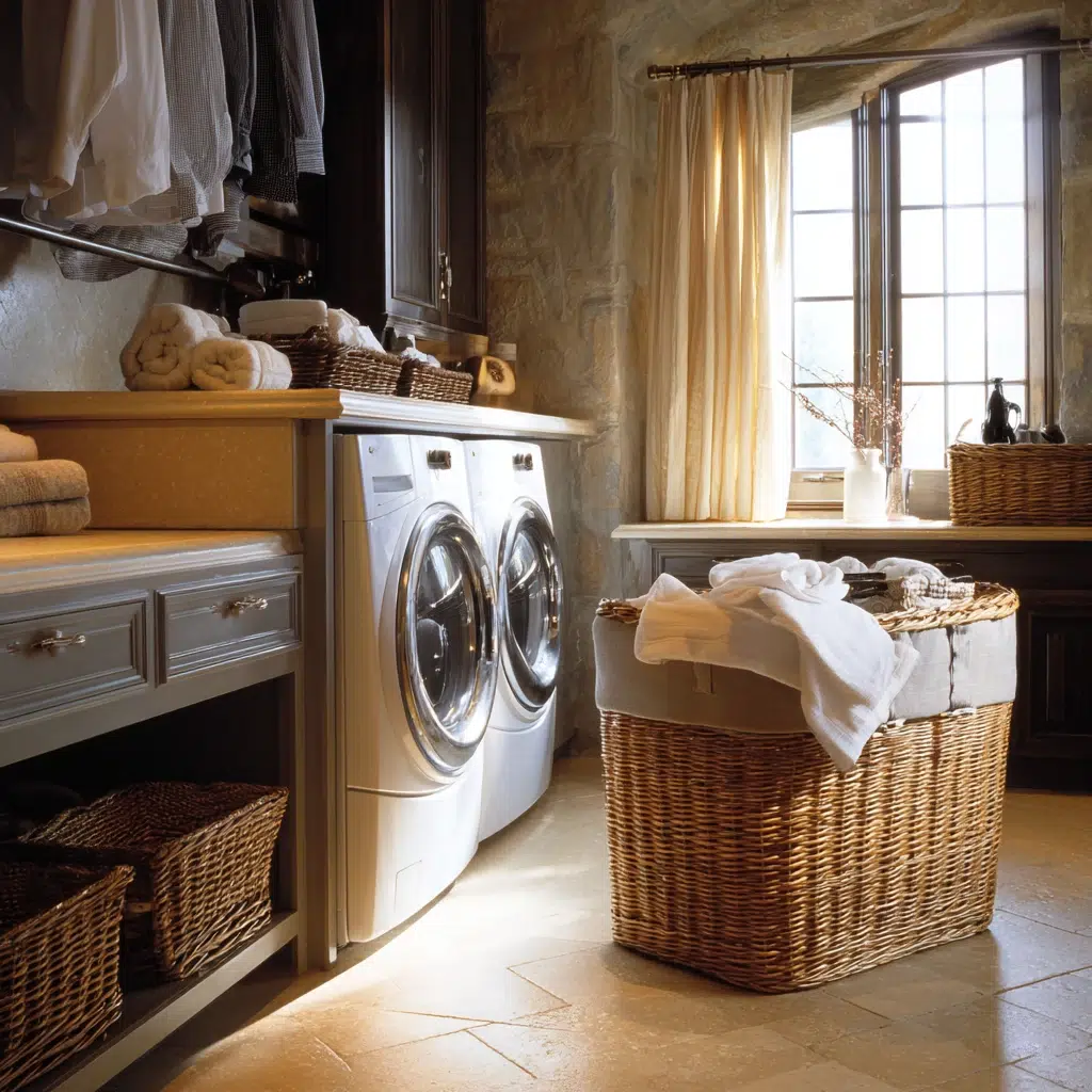 Stunning Italian Laundry Room Ideas: Add a Rolling Laundry Hamper