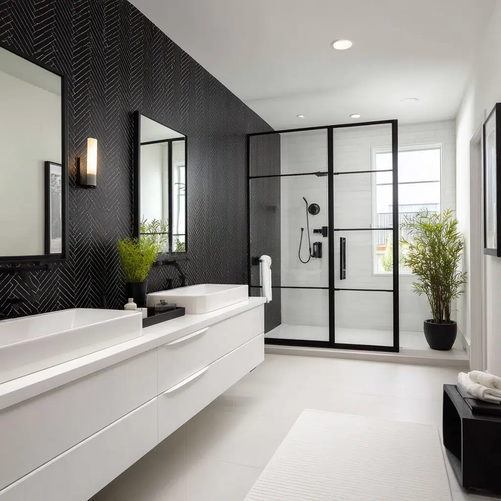 Black and White Bathroom Tile Ideas: Textured Tile Intrigue