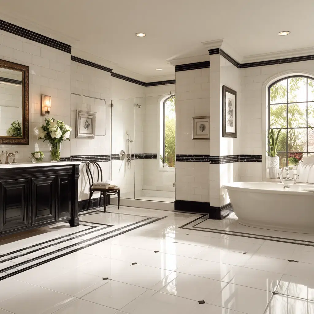 Black and White Bathroom Tile Ideas: Border Beauty
