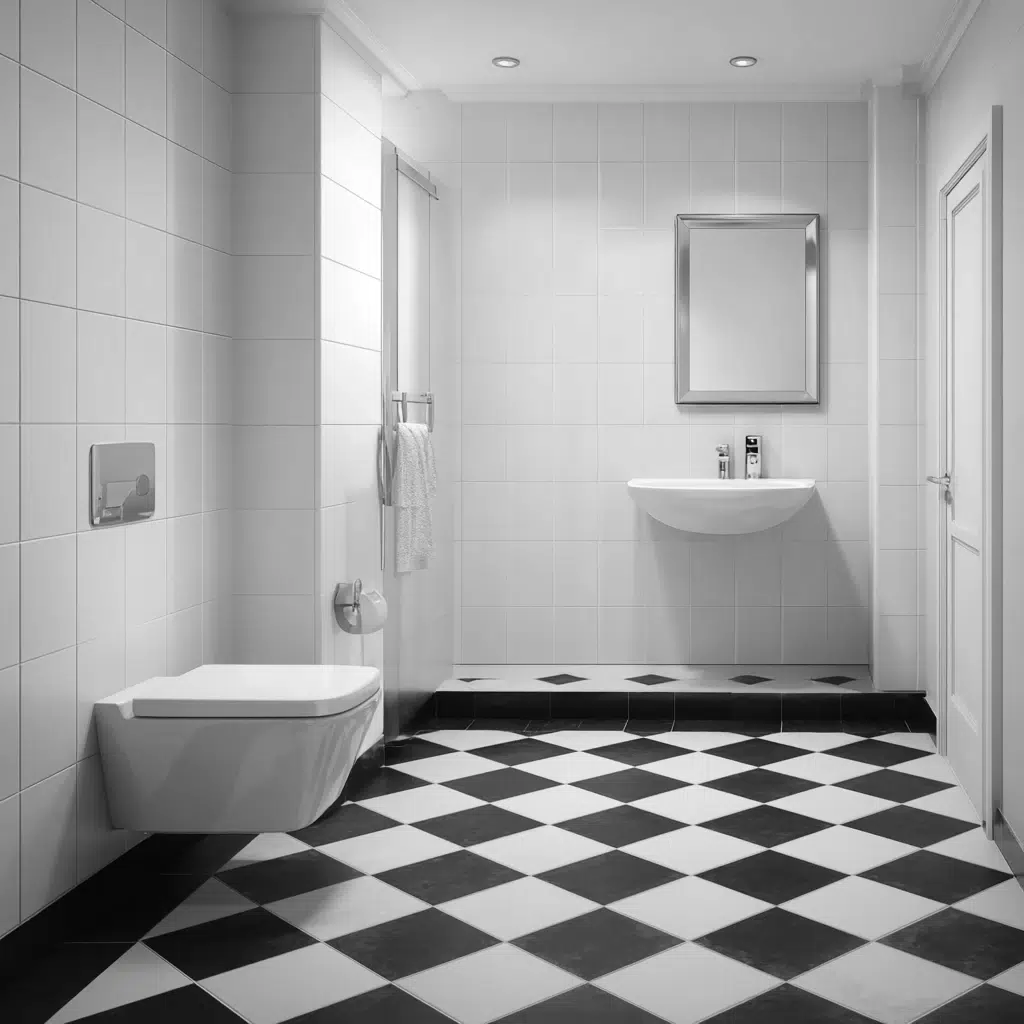 Black and White Bathroom Tile Ideas: Diagonal Delight