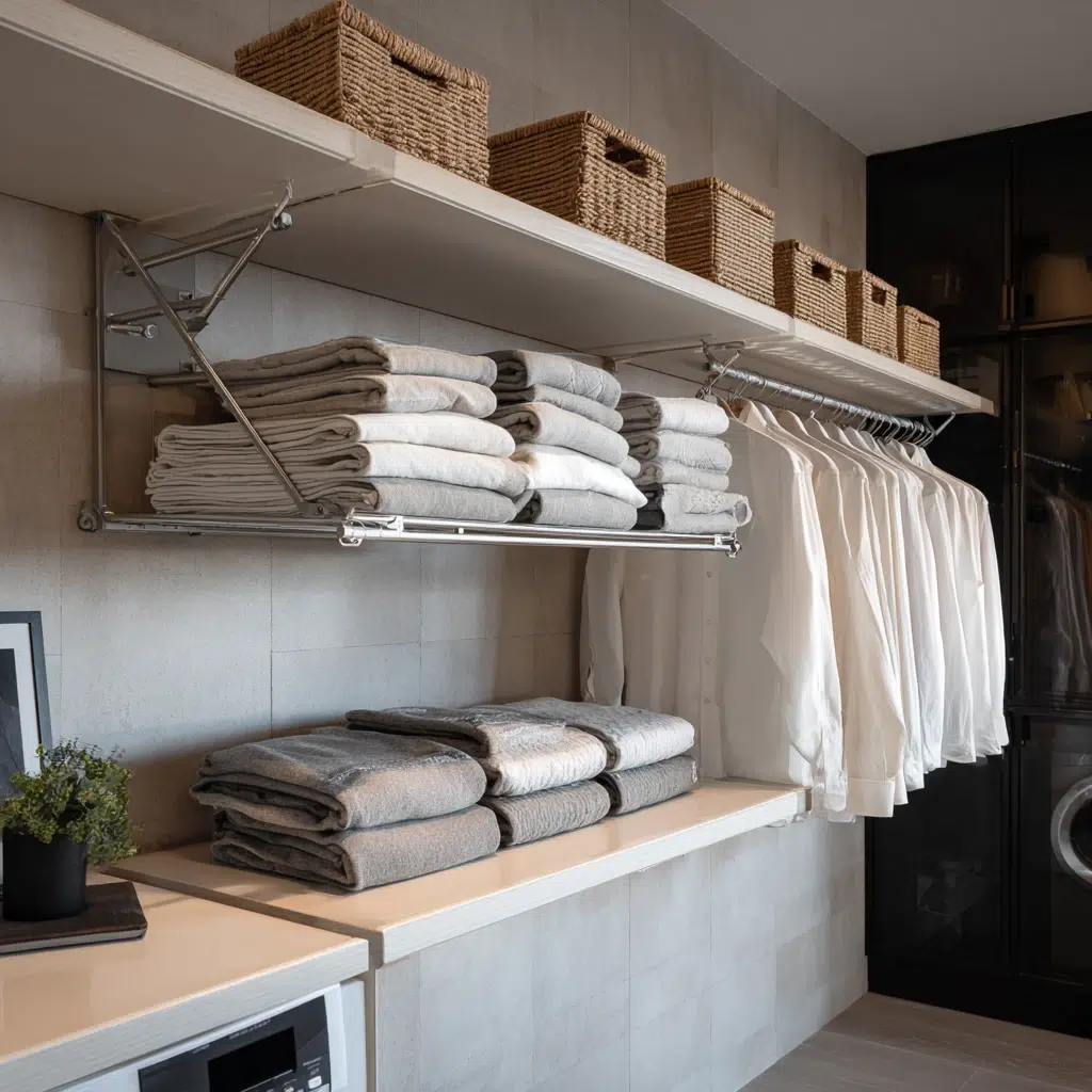 Stunning Italian Laundry Room Ideas: Install a Retractable Drying Rack