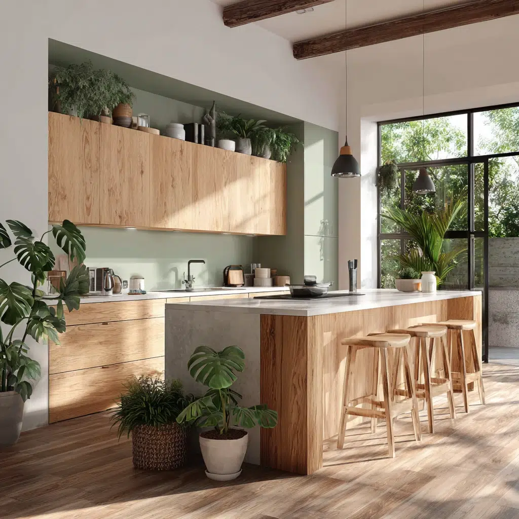Kitchens With Light Wood Cabinets: Enhances the Look of Plants