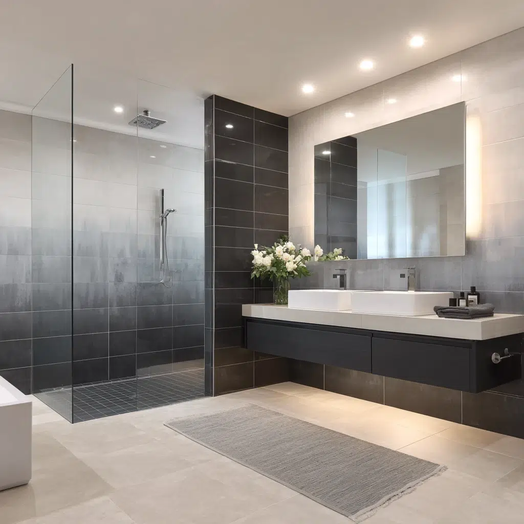 Black and White Bathroom Tile Ideas: Ombre Effect